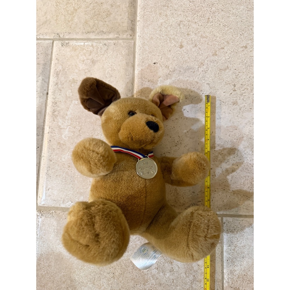 Build-A-Bear Workshop Tan Puppy Dog Plush The Beary Best Medal #1 Award 14 inch
